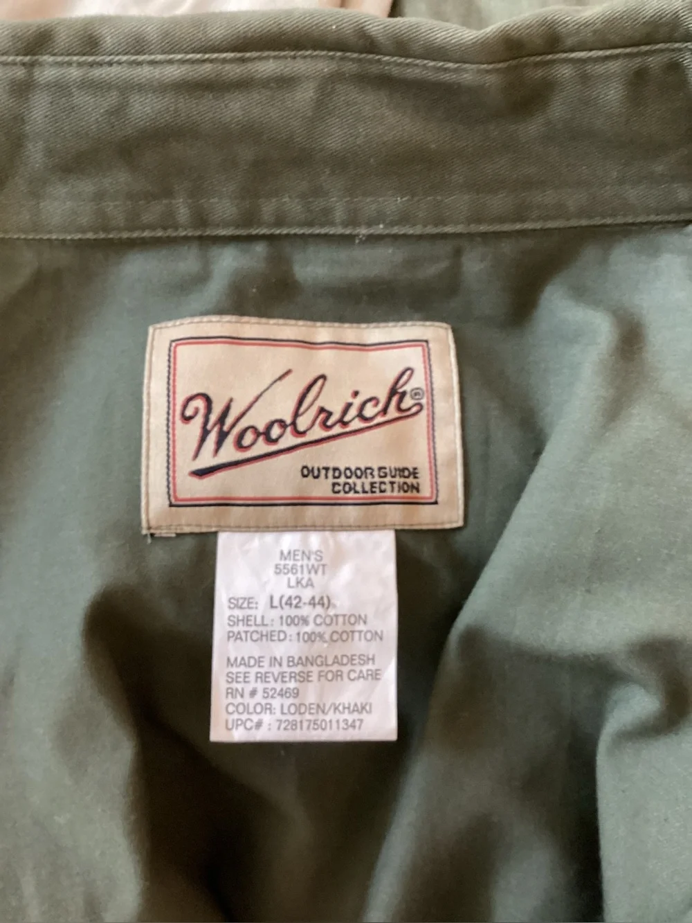 WOOLRICH Vintage Shooting Hunting Shirt Green Tan Men’s Size Large - Picture 3 of 5